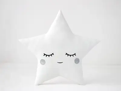 White Star Pillow with Silver Cheeks