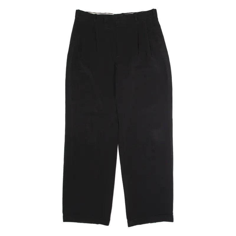 NEW STAR TAILOR Pleated Mens Trousers Black Regular Straight W32 L30