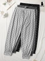 Plus Size Women's  All Over Bow Print Knot Front Elastic Waist Pajama Pants, Loose Casual Comfy Breathable Jogger Pants for D...