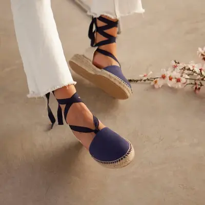 Tamarita Eco Canvas Vegan Espadrille Wedges - Navy | Select Size: 8 US (39EU) | Color: Navy Blue