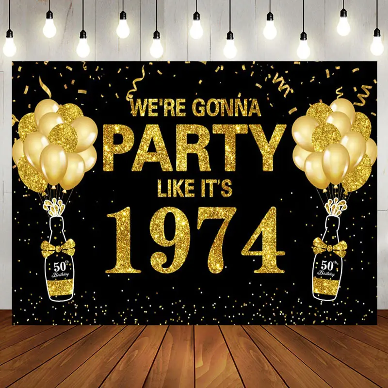 Like Its 1974 Gold Sparkle 50th Birthday Backdrop - Aperturee