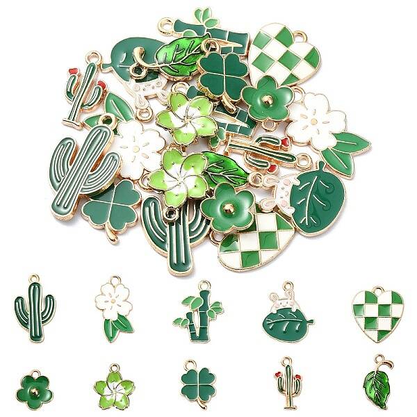 20Pcs 10 Styles Alloy Enamel Pendants