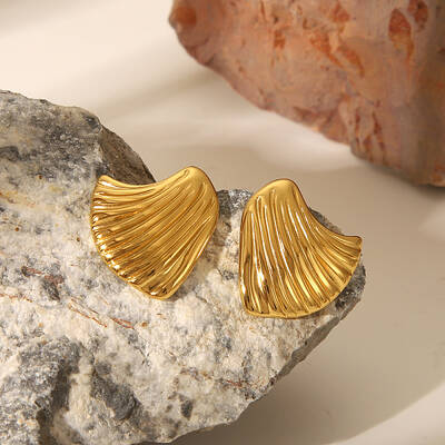 Irregular Texture Geometric Stainless Steel Stud Earrings
