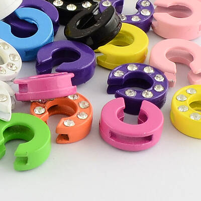 Mixed Color Zinc Alloy Grade A Rhinestone Letter Slide Charms