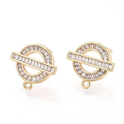 Brass Micro Pave Cubic Zirconia Stud Earring Findings