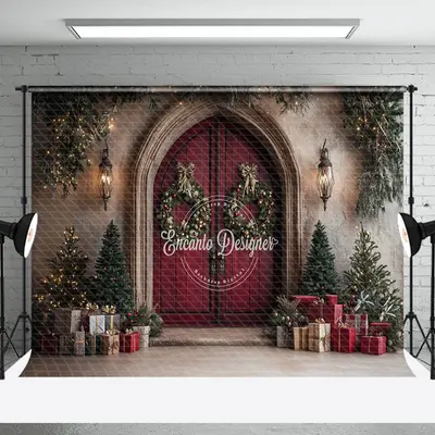 Retro Classic Festive Tree Gifts Christmas Home Backdrop - Aperturee