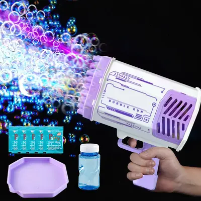 Bubble Machine Bubble Blaster Toys for Kids Bubble Maker with 69 Holes and Colorful Lights