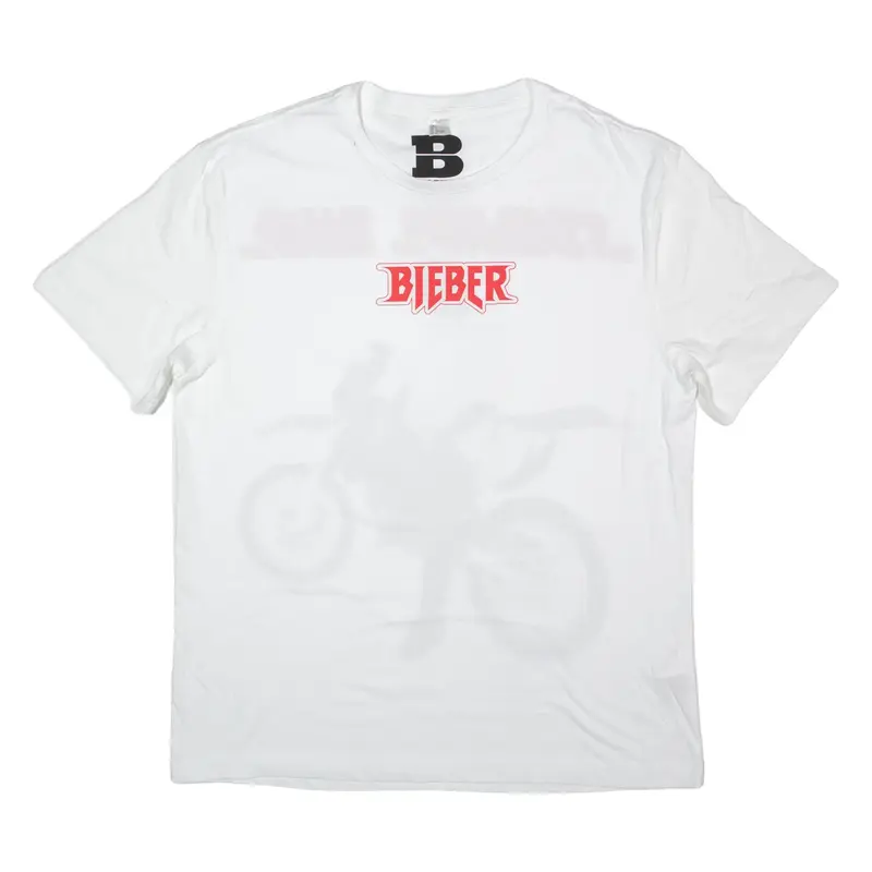 TEAM BIEBER Band T-Shirt White Short Sleeve Mens L