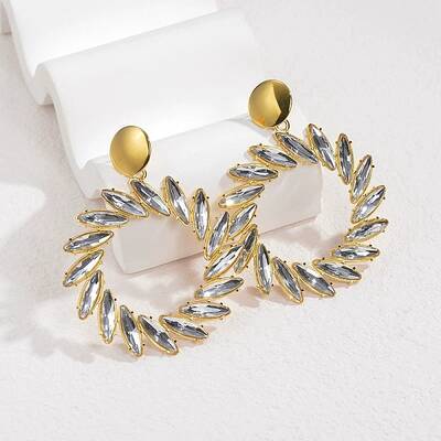 304 Stainless Steel Glass Dangle Stud Earrings for Women
