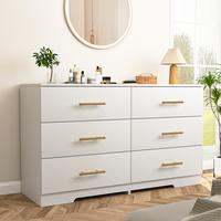 6 Drawer Wooden  Dresser, Large Storage Cabinet Modern Chest of 6 Drawers Night Table, Bedroom Storage Organizer, Storage Dre...