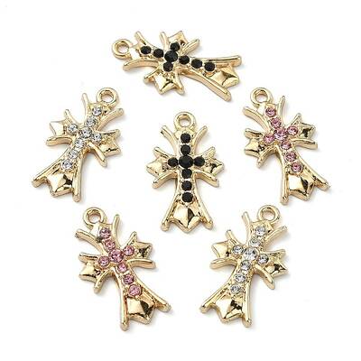 Golden Rack Plating Alloy Rhinestone Pendants