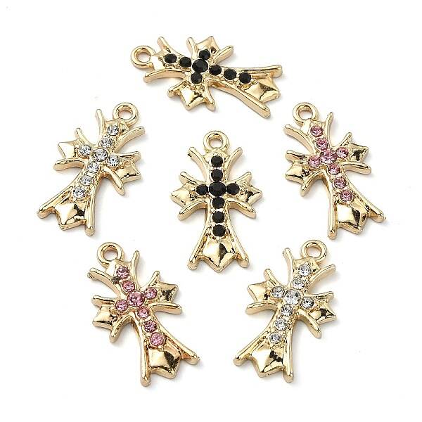 Golden Rack Plating Alloy Rhinestone Pendants