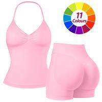 RICH BRIA Women's Seamless Halter Tank Top with High Waist Shorts Set for Yoga and Fitness, Breathable & Comfortable Activewe...