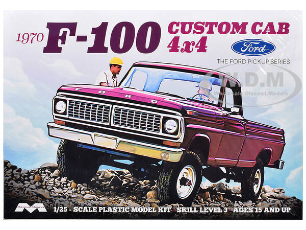 Skill 3 Model Kit 1970 Ford F-100 Custom Cab 4x4 Pickup Truck 1/25 Scale Model by Moebius