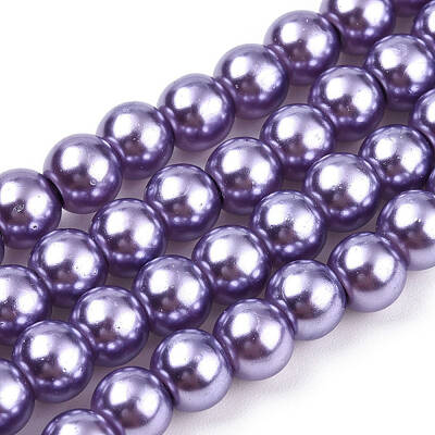 Baking Painted Pearlized Glass Pearl Round Bead Strands