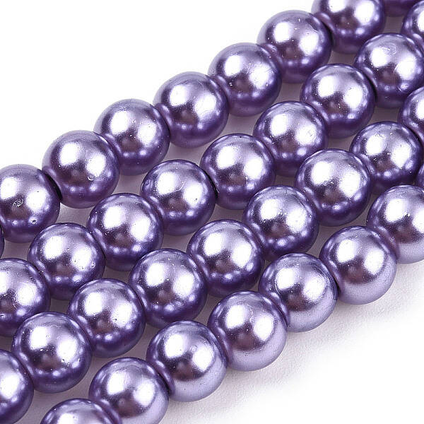 Baking Painted Pearlized Glass Pearl Round Bead Strands