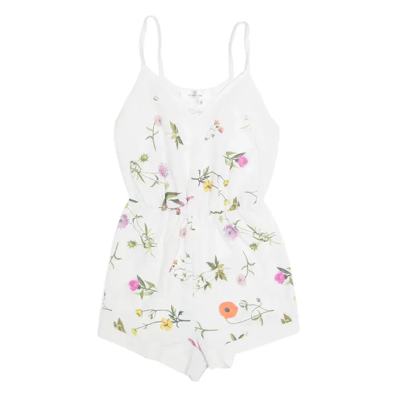 OH MY LOVE Womens Playsuit White Floral Wide-Leg XS