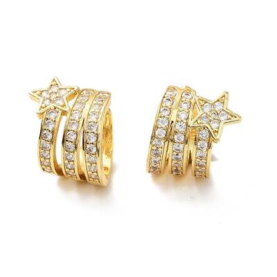 Clear Cubic Zirconia Star Cuff Earrings