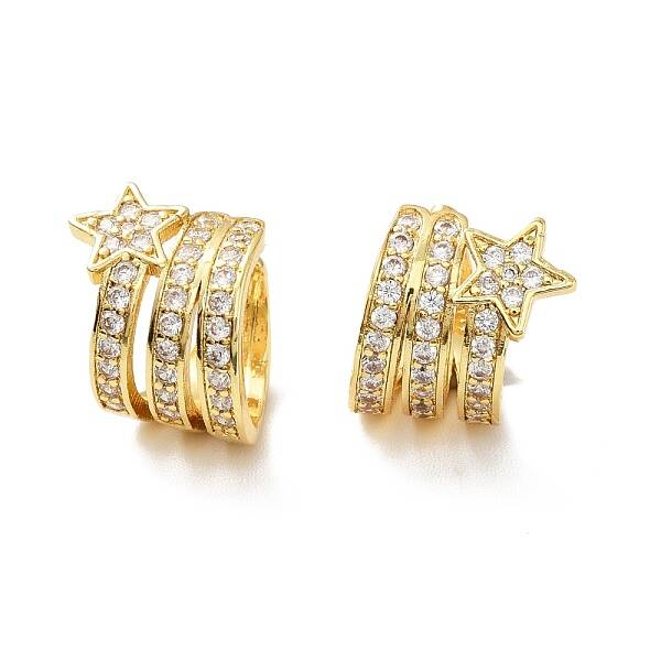 Clear Cubic Zirconia Star Cuff Earrings