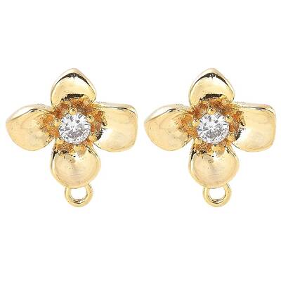 Brass Clear Cubic Zirconia Stud Earring Findings