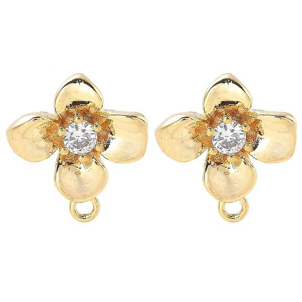 Brass Clear Cubic Zirconia Stud Earring Findings