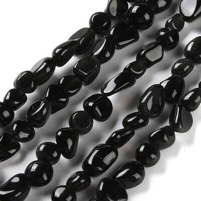 Natural Black Obsidian Beads Strands