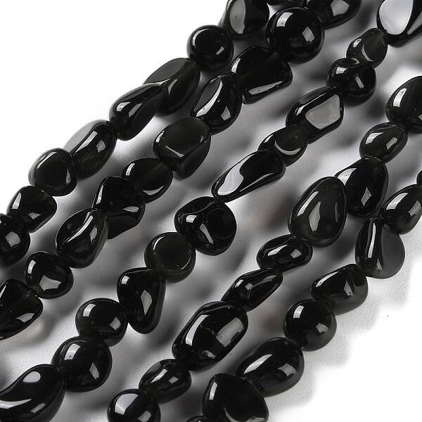 Natural Black Obsidian Beads Strands