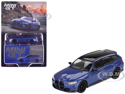 BMW M3 Competition Touring Portimao Blue Metallic with Black Top 1/64 Diecast Model Car by Mini GT