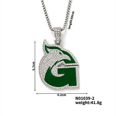 Hip-hop Style Alloy Crystal Rhinestone Eagle Animal Alphabet G Pendant Necklaces