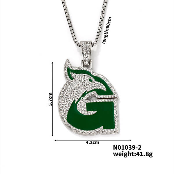 Hip-hop Style Alloy Crystal Rhinestone Eagle Animal Alphabet G Pendant Necklaces
