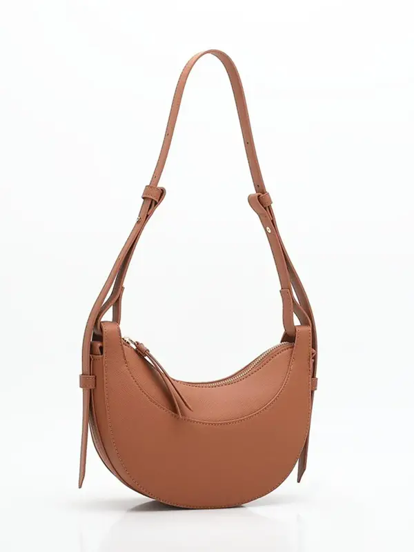 Women's Solid Color Shoulder Bag, Fashionable Pu Leather Zipper Shoulder Bag for Daily Used, Casual Trendy Versatile High-qua...