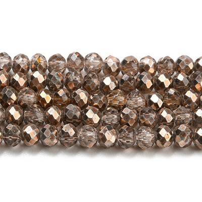 Faceted Rondelle Transparent Painted Glass Beads Strands
