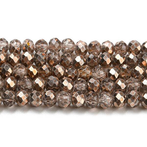 Faceted Rondelle Transparent Painted Glass Beads Strands
