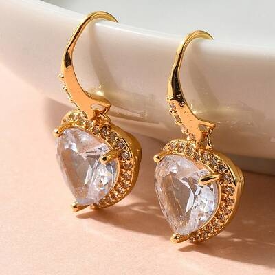 Brass Cubic Zirconia Dangle Earrings