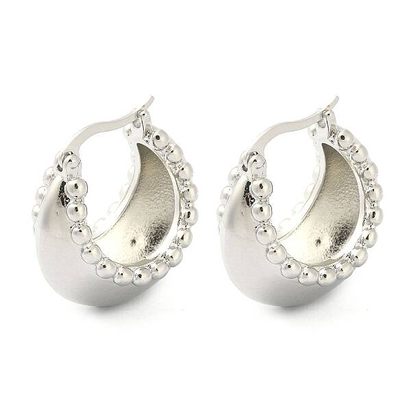 Rack Plating Brass Crescent Moon Hoop Earrings for Women