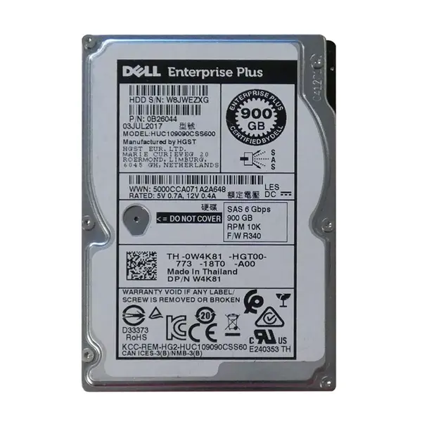 W4K81 Dell 900GB 6Gb/s SAS 10000 2.5-Inch Hard Drive