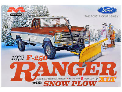 Skill 3 Model Kit 1972 Ford F-250 Ranger XLT Pickup Truck with Snow Plow 1/25 Scale Model by Moebius