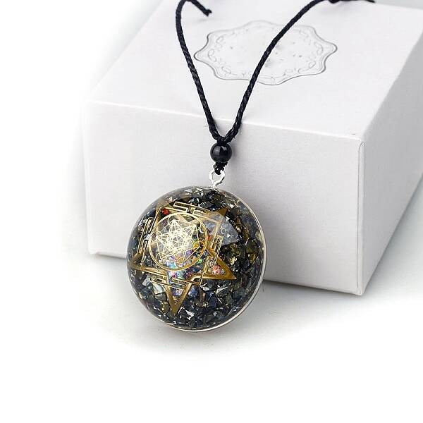 Dyed Natural Pyrite Resin Pendants