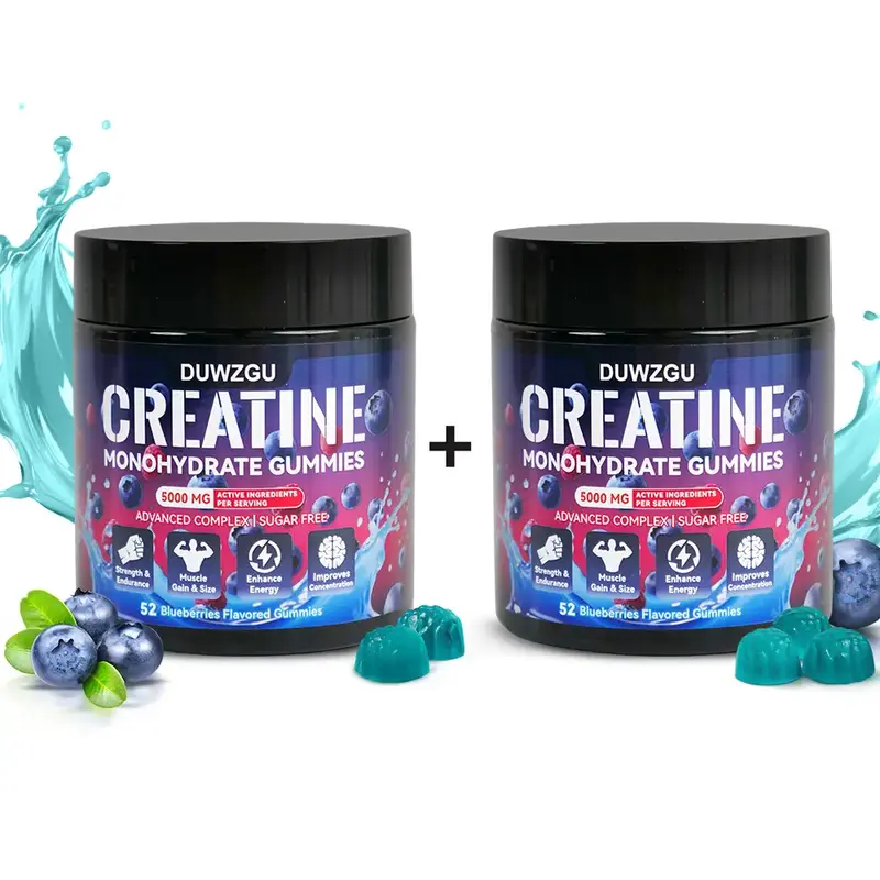 Creatine Monohydrate Gummies 5000mg for Men &Women Gain, More Strength and Faster Recovery with L-Carnitine L-Taurine, Bluebe...