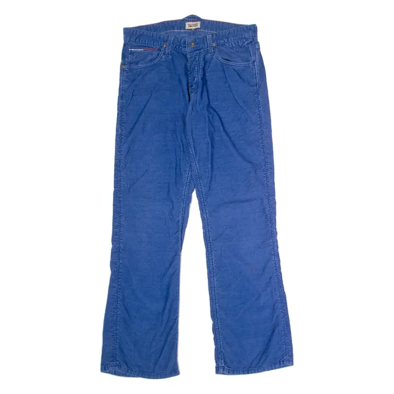 HILFIGER DENIM Mens Corduroy Trousers Blue Regular Straight W32 L34