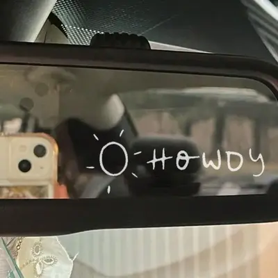 Letter Howdy & Sun Pattern Car Sticker, 1 Pair Creative Car Rear View Mirror Decal, Car Interior Decoration Accessories for W...