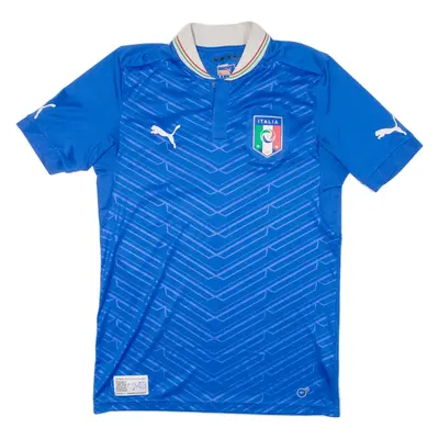PUMA Italy Football Mens Football Shirt T-Shirt Blue Button Neck S