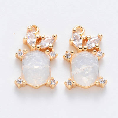 Brass Cubic Zirconia & Glass Charms