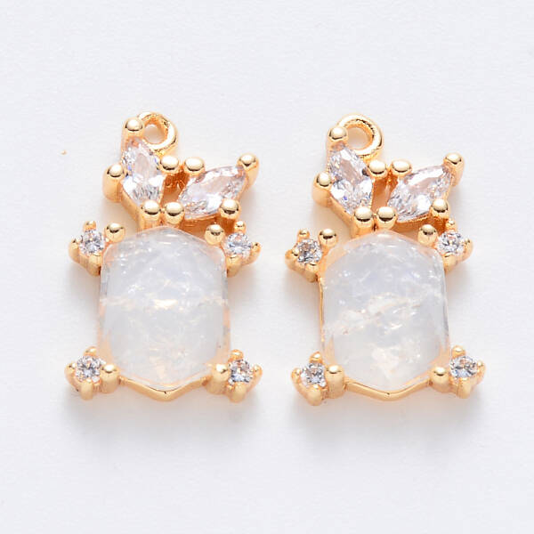 Brass Cubic Zirconia & Glass Charms
