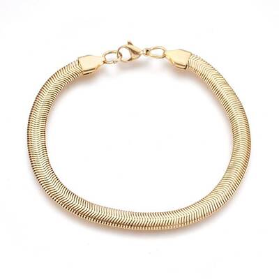 Ion Plating(IP) 304 Stainless Steel Herringbone Chain Bracelets