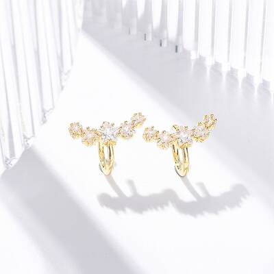 Rack Plating Star Brass Micro Pave Clear Cubic Zirconia Cuff Earrings
