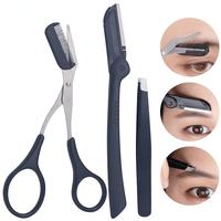 Eyebrow Trimming Set, 3 Counts/set Stainless Steel Eyebrow Tweezers & Eyebrow Trimmer & Brow Trimming Tool with Brush, Eyebro...