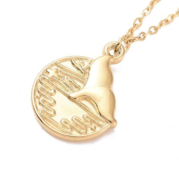 Ion Plating(IP) 304 Stainless Steel Whale Tail Pendant Necklace for Women