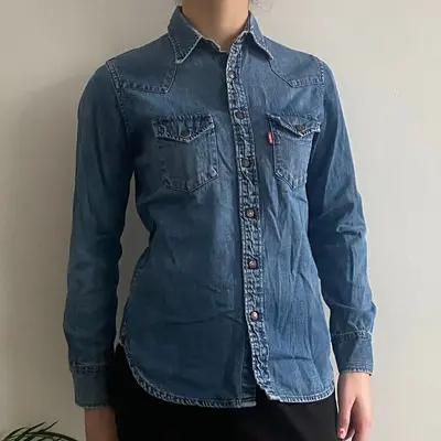 Levis Denim Shirt - Small Blue Cotton