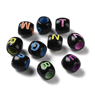 Spray Printed Opaque Acrylic European Beads